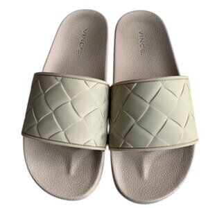 Vince Watley Woven EVA Slides Womens 10 Ivory Slip On Sandals Lightweight Casual